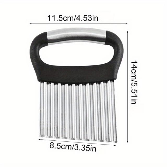 TEMU Stainless Steel Crinkle Cutter With Ergonomic Handle – Wavy Slices On Veggies, Potatoes, And Carrots, Durable French Fry Chopping Tool