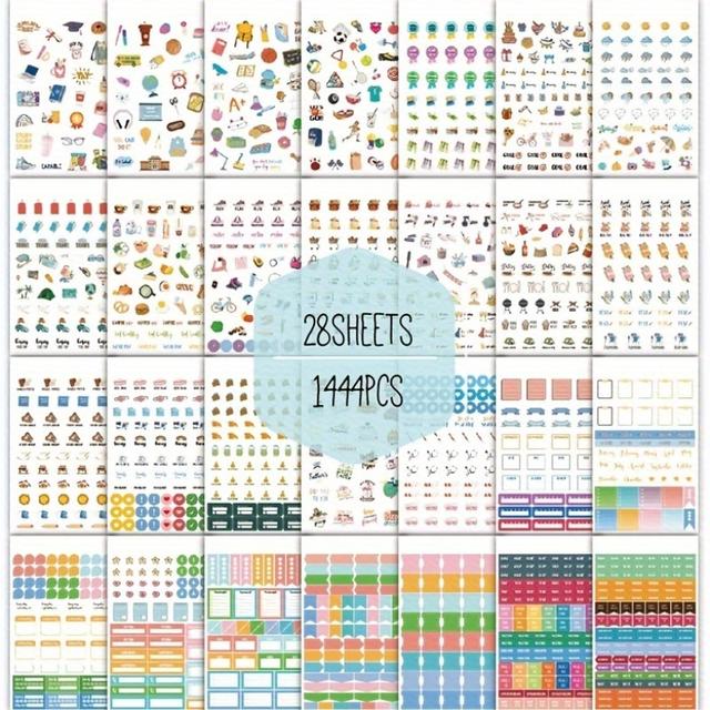 TEMU Pegatinas de planificador diario, con 1444 pegatinas de diferentes tipos, 28 tipos diferentes disponibles mes y , adecuadas para todo tipo de planificación, diarios y manuales.