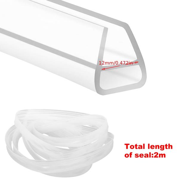 TEMU 2 Meter U-shaped Glass Door Sealing Strip, Soft Silicone Material, Frameless Glass Door Installation, Punch-free And Cuttable, Suitable For Bathroom Toilet Partitions