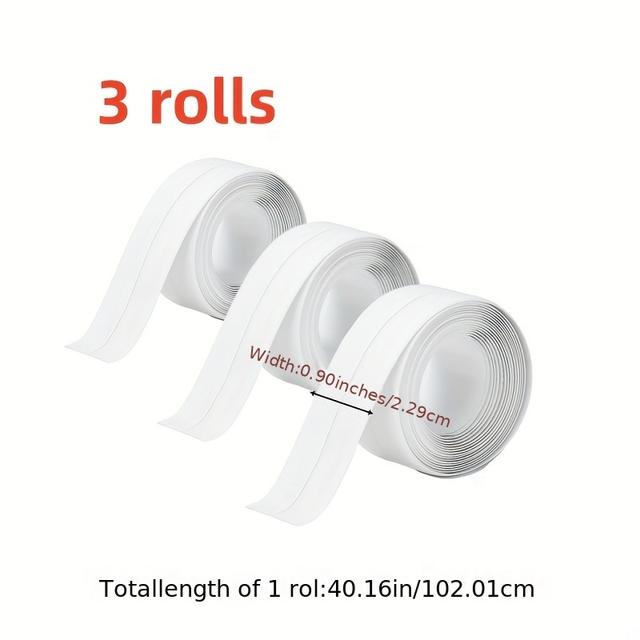 TEMU 3pcs Self-adhesive Bathroom Sealing Tape, Suitable For Showers, Bathtubs, Windows, Sinks, Toilets, Waterproof And Leak Proof Sealing Strips, Flexible Materials, Diy Enthusiasts