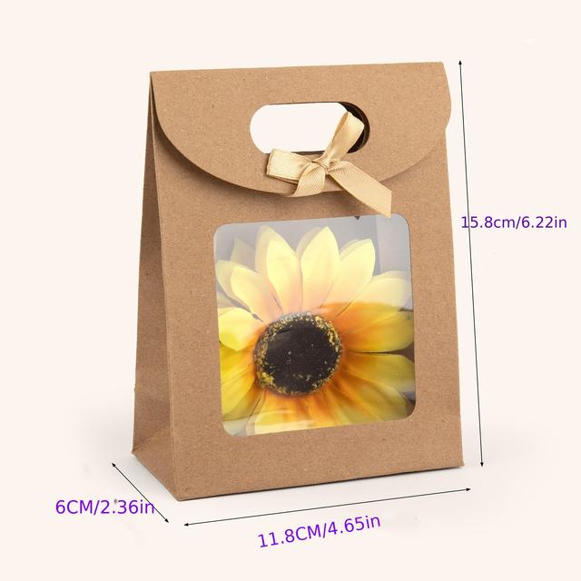 TEMU 26 sacs cadeaux en papier avec nœud (11.8*6*16Cm) Sacs cadeaux de taille avec poignée, sacs de pour fête d'anniversaire pour petites entreprises, emballage cadeau mariage Noël de détail boutique