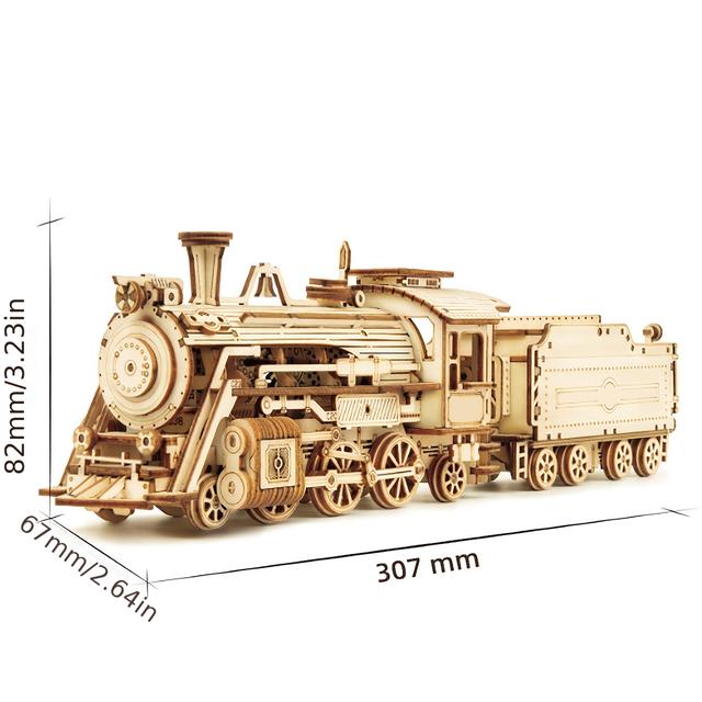 TEMU Wooden Train Engine Model Kit, Steam Building Set, Educational Hobby That Develops Tactile Skills, Suitable For Teenagers Aged 14 And Above As Well As