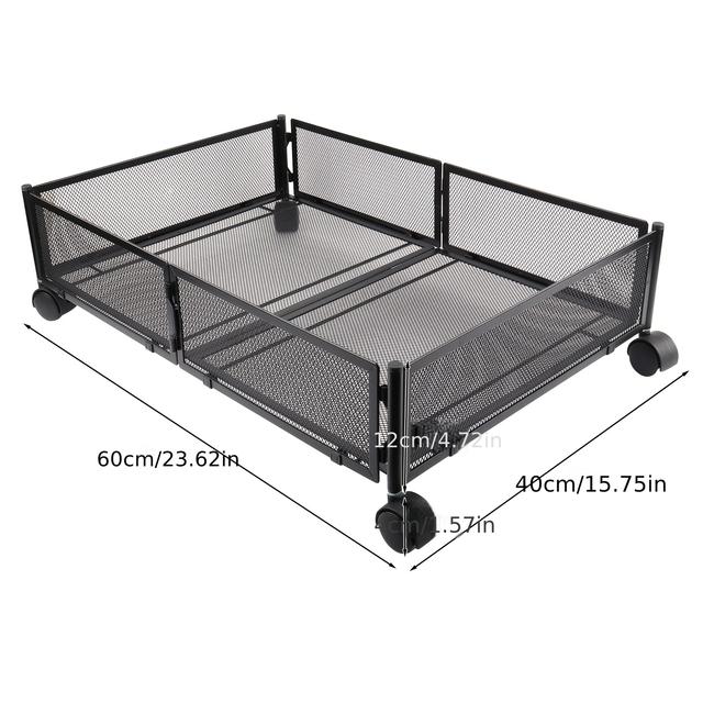 TEMU Under-bed Storage Rack With Wheels, Iron Movable Shelf, 60x40x17cm, Under-bed Storage, Modern , Under-bed Storage