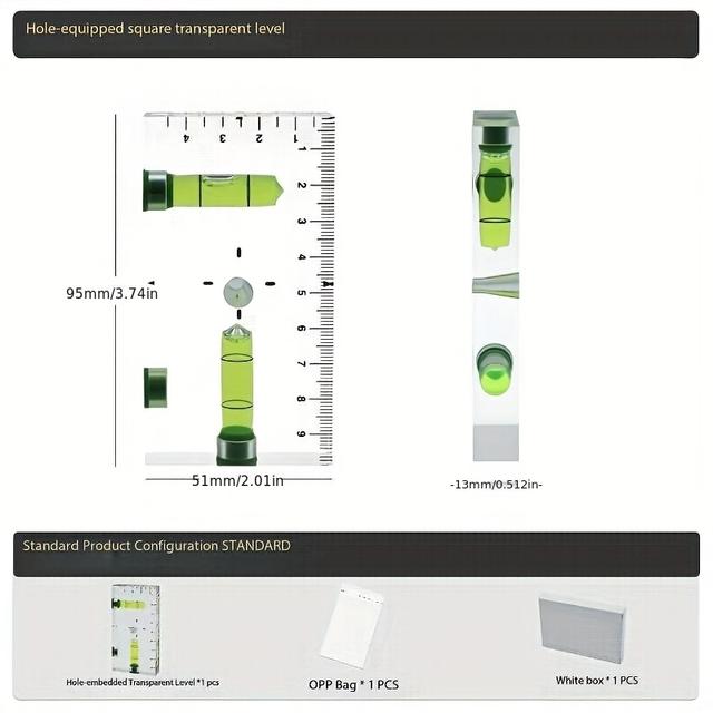 TEMU Nivel de de T completamente transparente, nivel magnético de precisión, nivel portátil, herramientas domésticas para agua, electricidad y carpintería