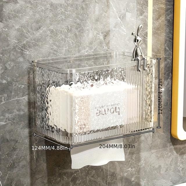 TEMU 화장실 휴지걸이겸 수납함 - 다기능 벽걸이형 정리함, 화장지와 타월용, 종이 서랍장