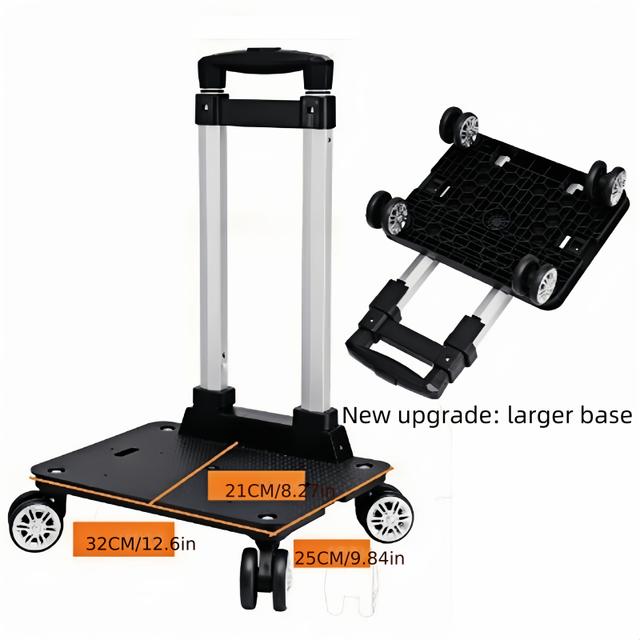 TEMU Material Transport Trolley With 4/, Folding Small And Lightweight Luggage Trolley, Rolling Trolley With Universal Wheels, For Travel Bags, Golf Bags, Cargo Transport, Shopping, Camping And Travel