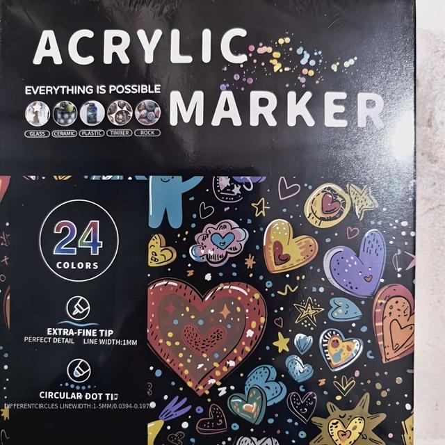 TEMU 12/24/36/48/60 Colors Dual Tip Acrylic Pens Markers, Double Tip Premium Acrylic Markers, Acrylic Markers For Wood, Rock Painting, Glass, Canvas, Stone, Diy Crafts Making Art Supplies