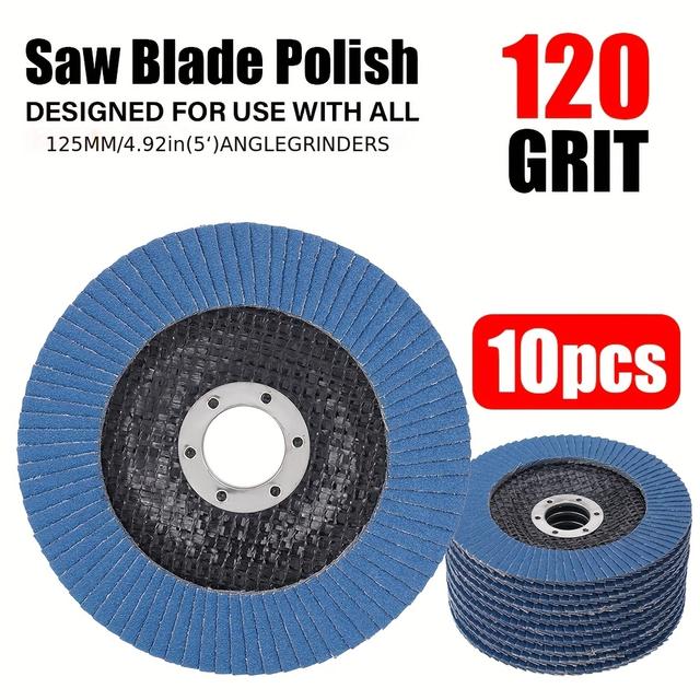 TEMU 10pcs Of 125mm Metal Sanding Discs For Angle Grinders, Grit Sizes 40/60/80/120