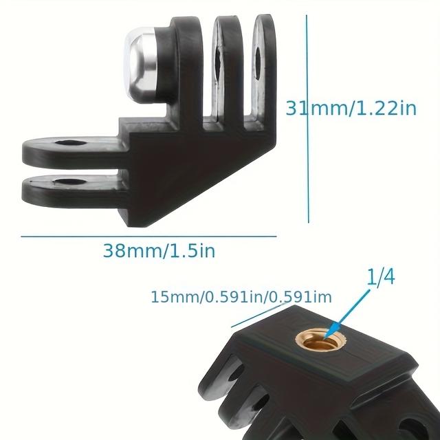TEMU Compatible With For Gopro13, All For Models, Xiaomi Yi, Shandog, And Gitup For Multi-angle Shooting Adapter Head, No Screws, Black