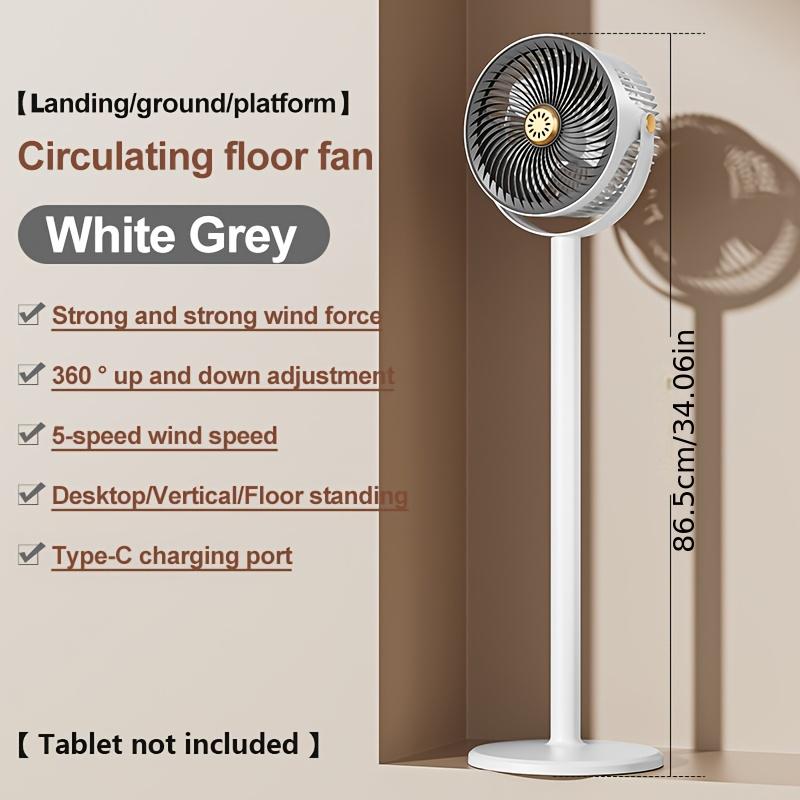 TEMU Adjustable Height Fan, 5 Speed Settings, Type-c Charging Port Lithium Battery Powered, Air Circulation Device, Modern Fan Usb Charging Port
