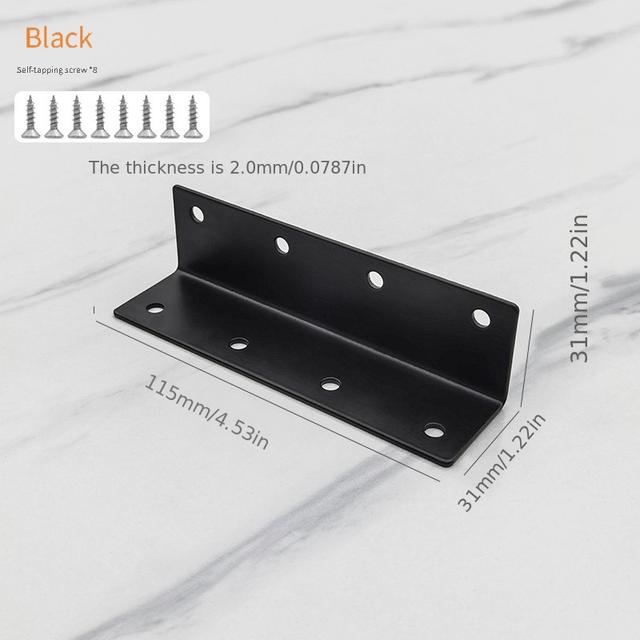TEMU 4pcs Integrated Right Angle Brackets, Thickened Material Furniture Hardware Accessories In Black And White For Cabinet Door Panel Splicing Installation