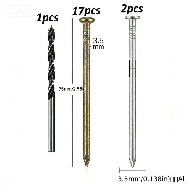 TEMU 20 Stump Removal Spikes, 7.62cm Long Pointed Nails For Tree And Stump Removal, Includes 2 Large 7.62cm Steel Spikes And 1 Storage Box