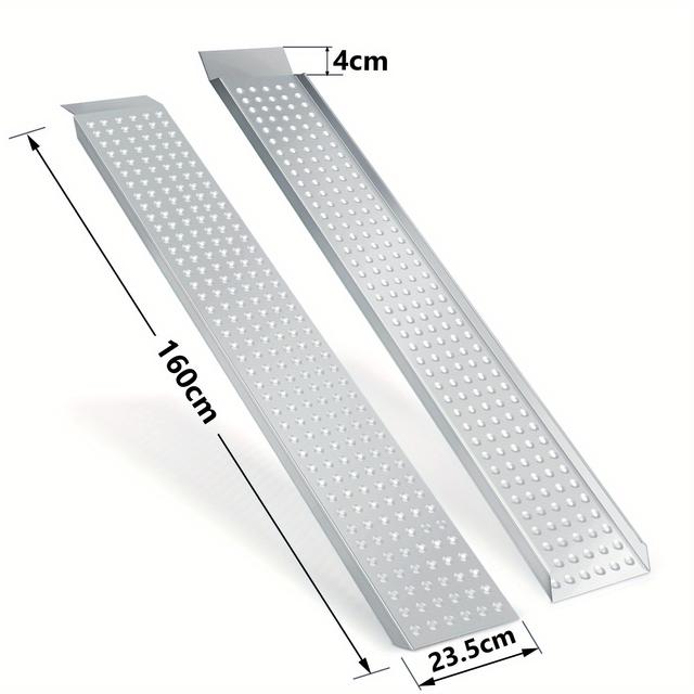 TEMU Rutschfeste Belastungsrampe 2X 160Cm, Robuste Galvanisierung für Auto, LKW, Motorrad, , Einzelne , Anhänger-
