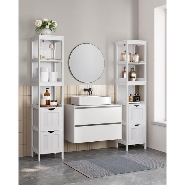 TEMU Vasagle Bathroom Floor Cabinet, White, Bathroom Storage Organizer Rack Stand, 2 Drawers