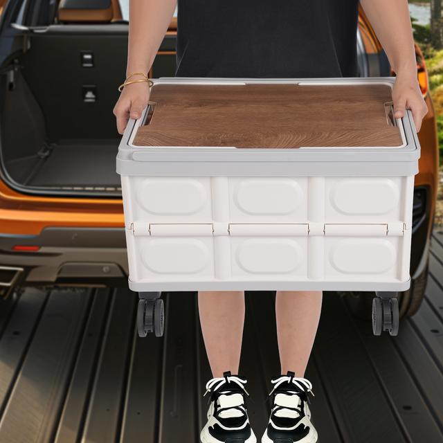 TEMU Faltbare Wagen 55L- Grau Geeignet für beide Innen- und Außenbereiche, wie Camping, Gartenarbeit, Picknicken, Lebensmittelgeschäfte, Wohnzimmer, Schlafzimmer, Büros, Küchen und Badezimmer