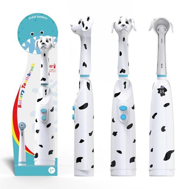 TEMU Children's Electric Toothbrush For Children's Baby, Special Dust Cover Cartoon Type Children's Round Battery Electric Toothbrush