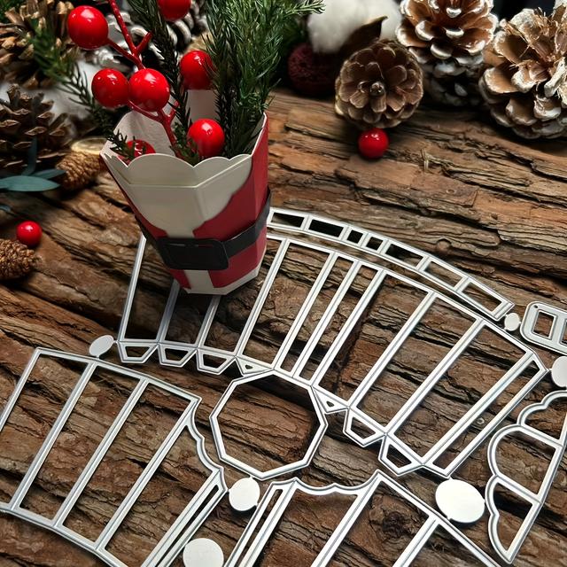 TEMU 1pc Christmas Candy Packaging Gift Box With Santa Claus Design, Pencil Case Storage Box, Metal Cutting Die For Scrapbooking, Photo Album, Handmade Molds, And Card Cutting Dies.