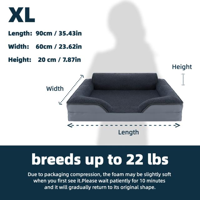 TEMU Extra For Large Orthopedic Dog Bed With Memory Foam - Pet Bed With Removable Washable Cover, Plush Faux Fur & Zipper Closure