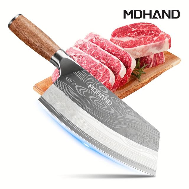 TEMU Mq Damascus Kitchen Knife (with Pattern) Mdhand Gift Box