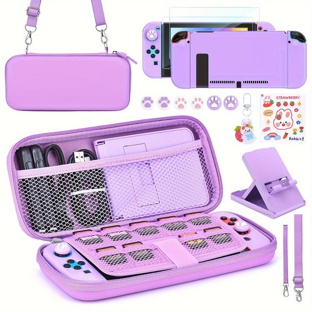 TEMU Kit de Accesorios para Switch, 15 en 1 Switch (no OLED / Lite) Kit de accesorios para niñas, estuche de transporte para Switch, soporte ajustable, consola de Switch y