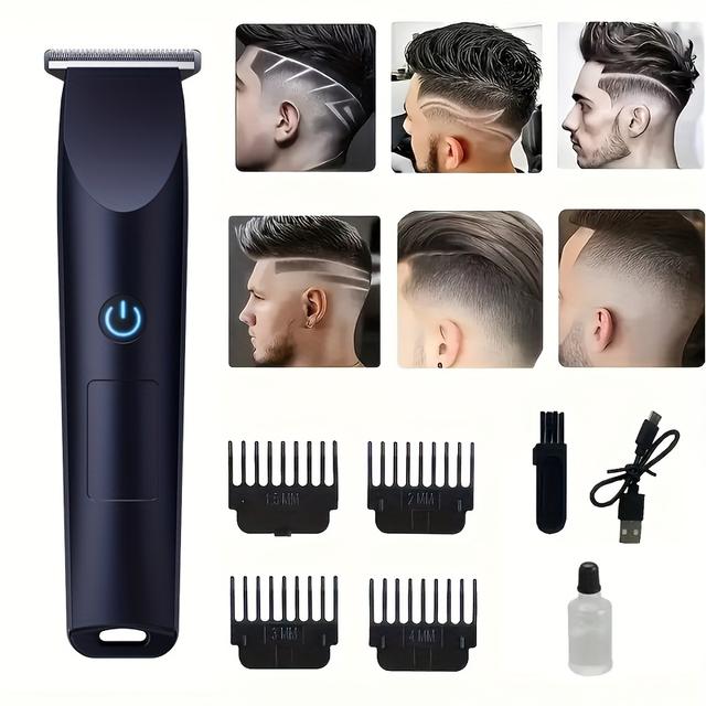 TEMU Professional Wireless Electric Hair Clipper, Usb Rechargeable With 4 Limit Combs, Suitable For Hair Trimming, Beard Trimming, Body Hair Trimming