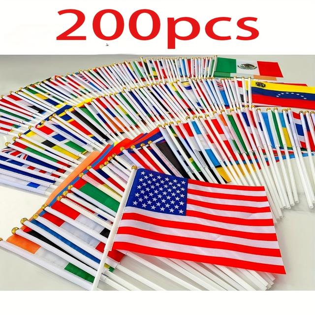 TEMU 200 Bandeiras de Países, Bandeiras Internacionais de Mão Pequenas e Miniaturas com em Bastão, Esportivos Mundiais e Festivais Internacionais, 5x8 Polegadas