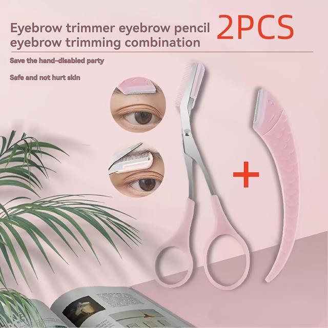 TEMU Profesionální nerezové nůžky na obočí s hřebínkem - Hypoalergenní ergonomický obě ruce, vhodné pro každého, odolná kovová konstrukce, dlouhotrvající, precizní tvarování a zastřihování