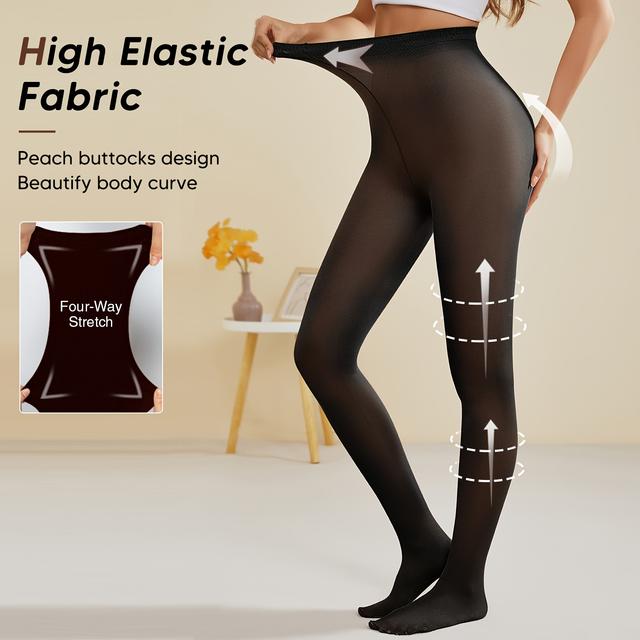 TEMU Damen Durchsichtige Bauchkontroll-High-Waist-Strumpfhosen mit Po-Optik – Blickdichte Kompressionsleggings mit Po-Verstärker, Hosen für Workouts, & Figurformend (Maschinenwaschbar, 60/D )