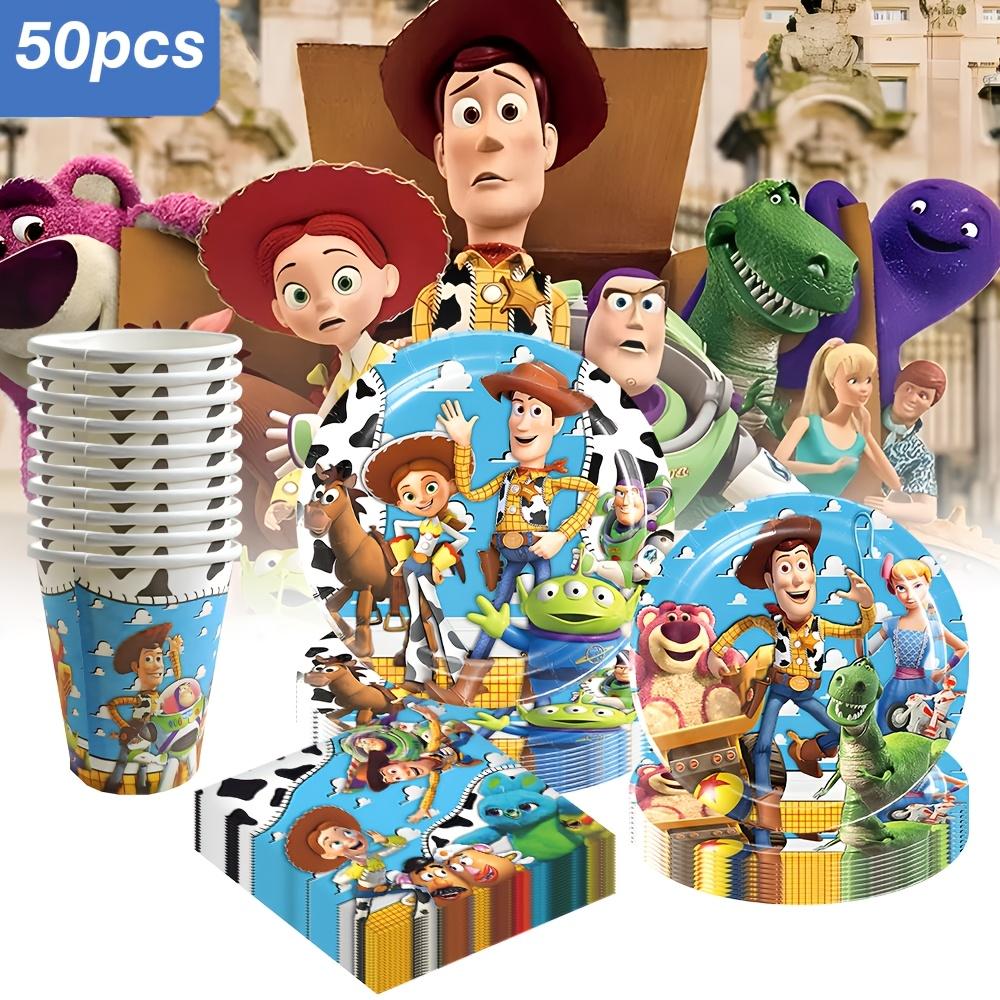 TEMU A Set Of Cups And Plates Featuring 50pcs Of Toy Story Themed Items, Including Paper Plates, Napkins, And Cups, Suitable For Birthday Parties,