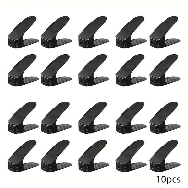 TEMU 10pcs/shoe Storage -- Plastic Layered Shelving Unit Space With Adjustable Double-layer Shoe Racks, A Storage For Shoes.