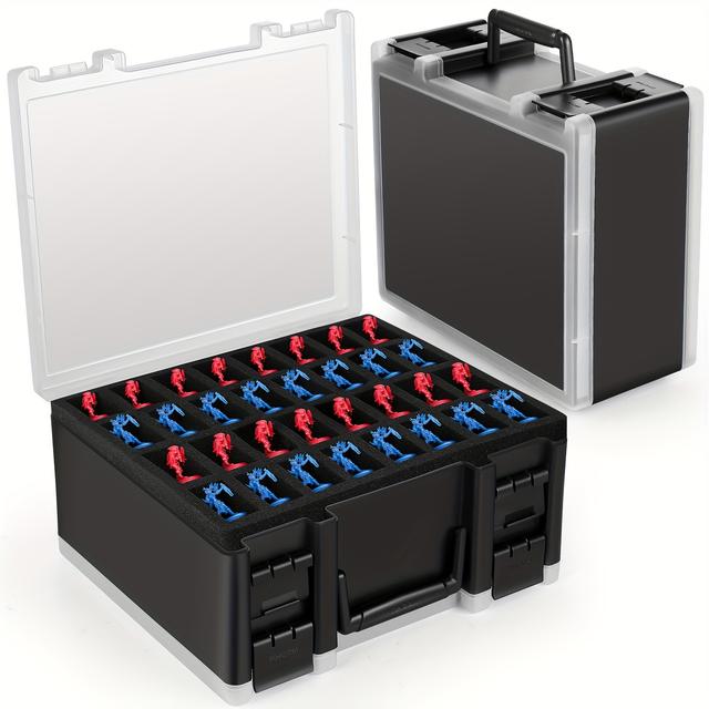 TEMU Sturdy Miniature Figure Storage Carrying Case For 128 Standard-sized Figures – Miniature Figure Box Compatible With 40k, Dnd And More(selling Storage Boxes)