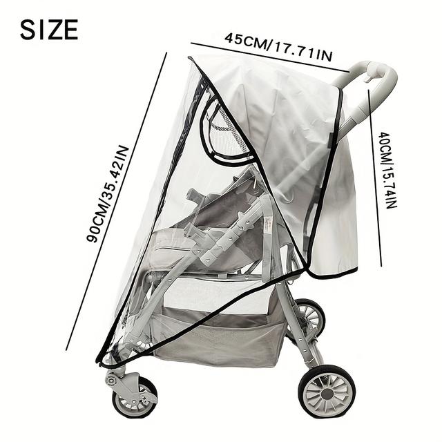 TEMU Univerzális Átlátszó Babakocsi Esővédő, Dupla Cipzáras Könnyű Hozzáféréshez, Hordozható Légáteresztő Szél- és Vízálló Napellenző/Por/Havvédelem