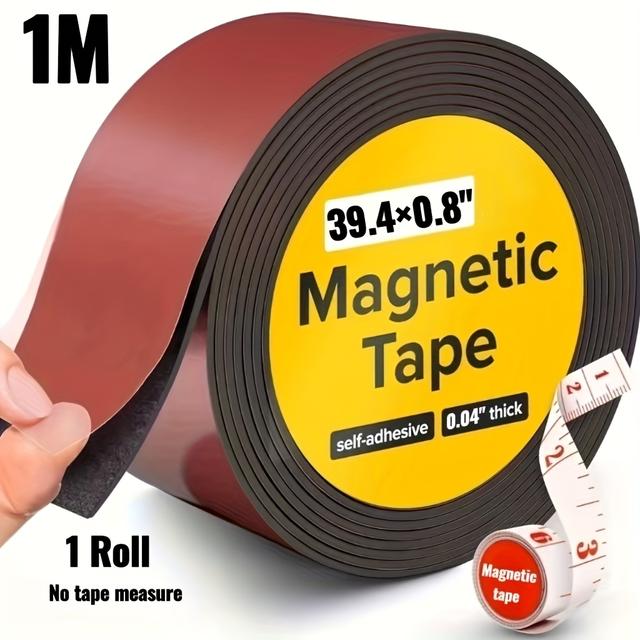 TEMU Super Sticky Magnetic Tap - Magnet Strip With Adhesive Backing For Diy & Crafts - Easy To Cut And Mount On Fridges, Whiteboards & More
