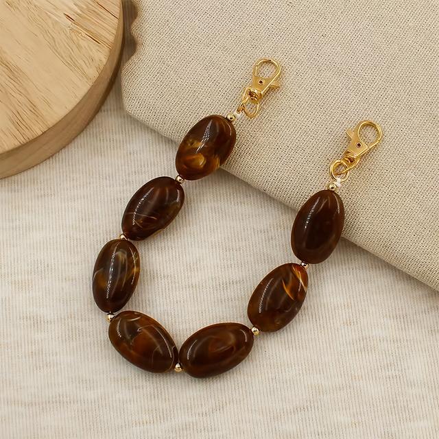 TEMU 1pc Diy Wallet Making Supplies - Resin Oval Bead Strap For Bag Decoration, Detachable Phone Chain Accessory, Diy Wallet Making