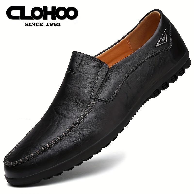 TEMU Clohoo Brand Second Layer Cowhide Rubber Sole Men's Business Casual Faux Leather Shoes Comfortable Slip-on Men's Shoes