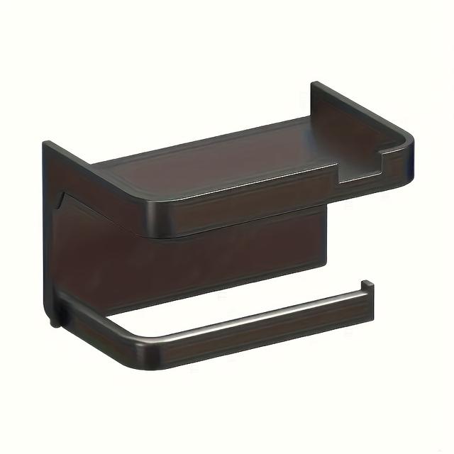 TEMU 1pc - No-drill Wall-mounted Toilet Paper Holder With Phone Tray - Bathroom Organizer, , Essential For Minimalist Living