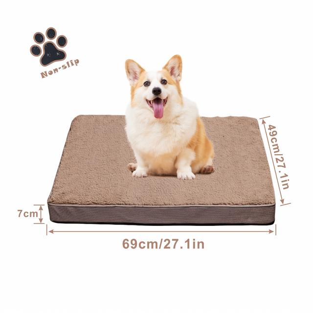 TEMU Colchón para perro, cama rectangular grande para perro, colchón extraíble para perro, cama para mascotas lavable a máquina, 99*69 cm con acolchado y base antideslizante. /Marrón