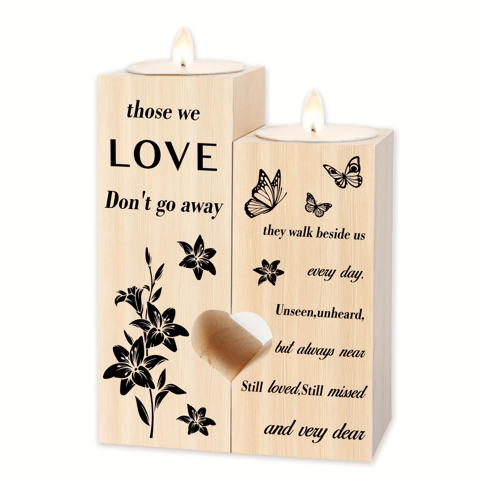 TEMU Memorial Candle Holder - " Don't " Wooden Keepsake With Floral & , Battery-free Tabletop Decor For , Christmas, Sympathy Gifts & Home Remembrance