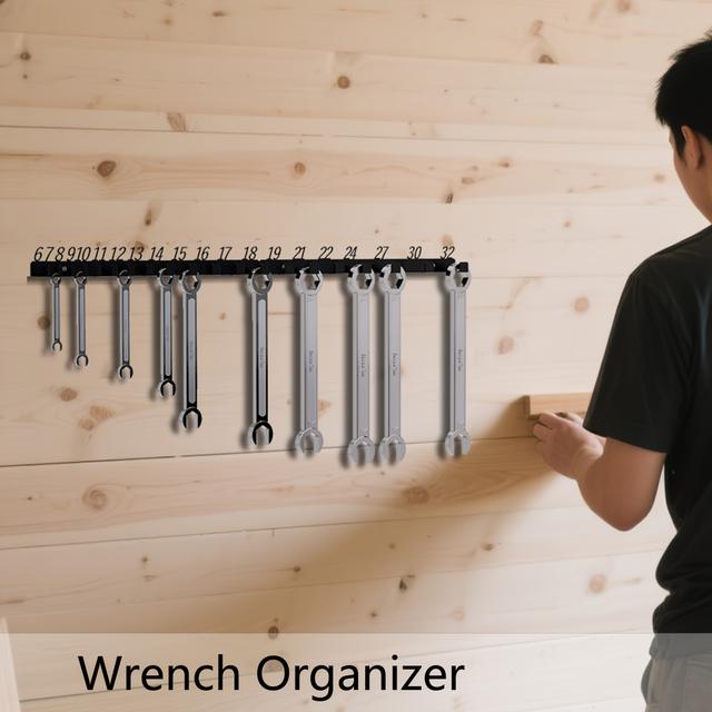 TEMU Wrench Storage Rack, Metal Wrench Organizer, Garage Tool Tray Holder, Wall-mounted Wrench Sorter Stand, Drawer Storage Wrench Organizer, Utility Racks