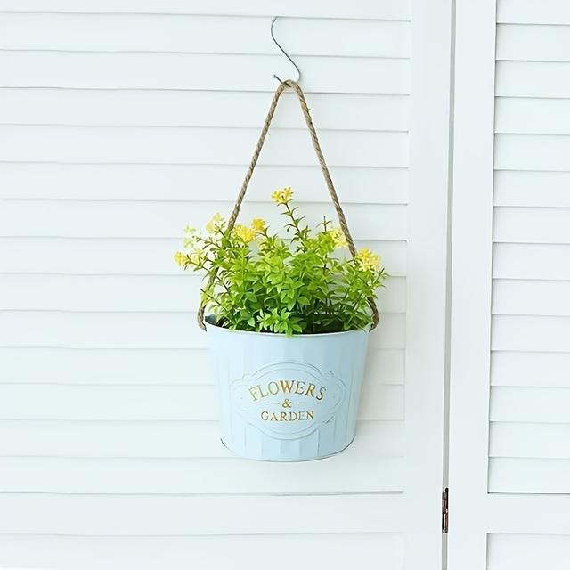 TEMU 빈티지 메탈 벽걸이 꽃 바구니 - 가벼운 클라이밍 화분, 곱슬머리 디테일, 현관, 발코니, 마당의 실내/외 장식에 적합, 파우더 코팅된 끝이 꽃과 녹색 식물 전시에 이상적입니다.