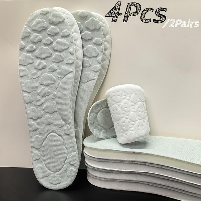 TEMU 4-piece/2-pair Insoles - Non-slip , Cushioning & Breathable For Sweat-free (ideal For Work Boots & Hiking), High Elastic Arch Support