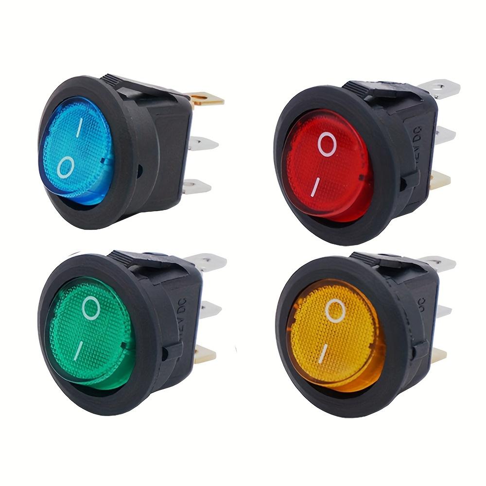 TEMU Aoicrie 4/5pcs Household Switch 3pin Round Rocker Switch 12v 20a /yellow Light Iluminated Rocker Switch On Off 3 Pin Switches