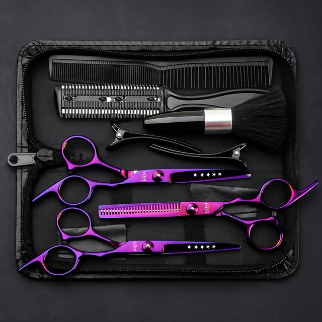 TEMU A 9pcs Professional Hair Cutting Tool Kit Designed For Use In Salons, Featuring 6.5-inch Hair Clippers, Pruning Shears, Essential Combs, Cleaning Brushes, And Cutting Supplies