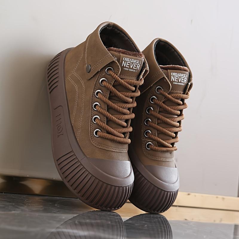 TEMU Botas de Invierno de Moda para Mujer - Forro de Peluche , Suela Antideslizante, Redonda, Parte de PVC, Botas de Invierno
