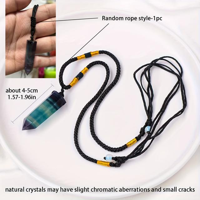 TEMU 1 szt. Naturalny Kryształowy Kamień Tęcza Fluorit Naturalny Kryształowy Wisiorek Biżuteria Naszyjnik Prezent