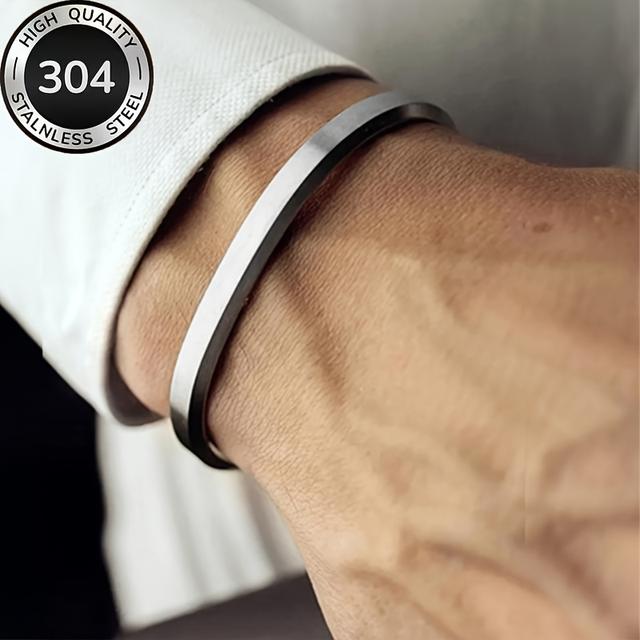 TEMU Titanový náramek z nerezové oceli 304, stylový a minimalistický pánský náramek z nerezové oceli 304, neblednoucí otevřený C-tvarovaný náramek, dárek pro páry na párty a dovolenou