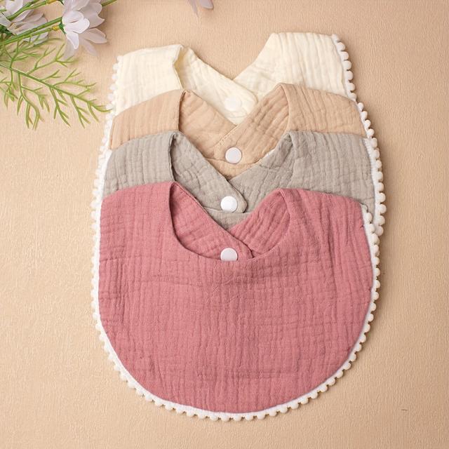 TEMU 4pcs Solid Color Girls Gauze Lace Bib Cute Baby Drool Towel Accessories Holiday Gift