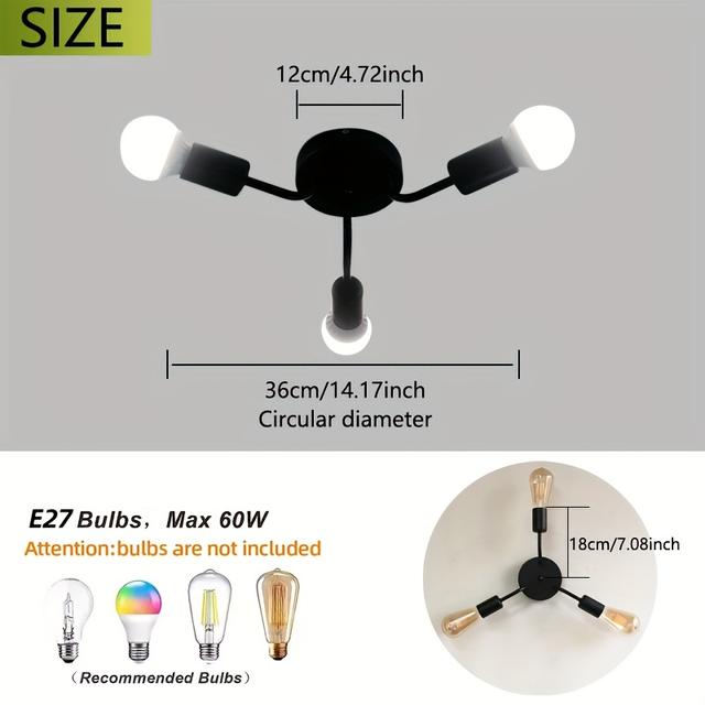 TEMU 1 Peça luminária de teto minimalista com , base E27 para lampada, ideal para escritório, corredor, entrada, quarto ou decoração em Halloween e Natal (sem inclusão da )