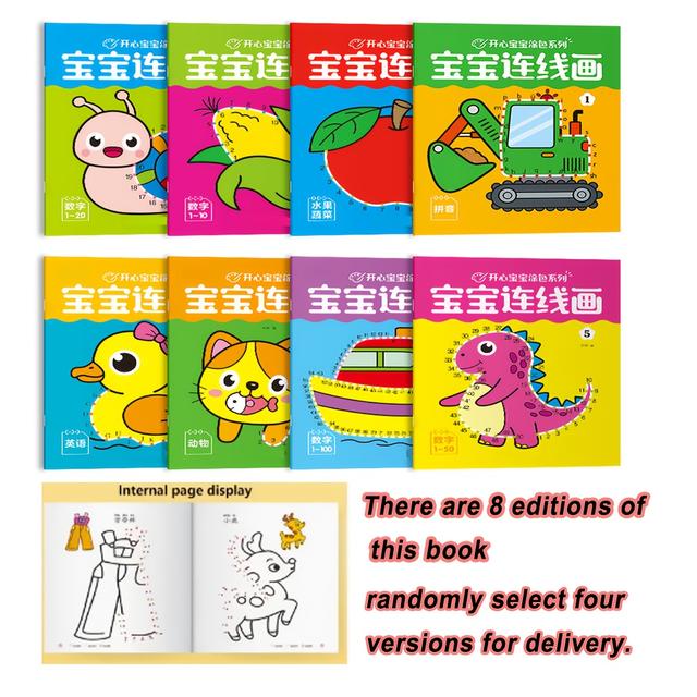 TEMU 4 كتب مغلفة عشوائيًا - 'كتب التلوين والرسم | تتضمن رسم الأرقام للفواكه والحيوانات، والأنشطة المرحة للرسم بالنقاط، والمحتوى التعليمي لتعلم الأرقام والحروف والألوان | خيار مثالي لهدايا العطلات