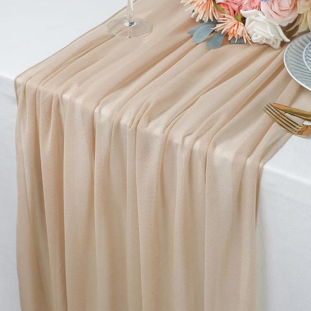 TEMU Elegant 10-foot Chiffon Table Runner - 29x120" Transparent Romantic Design For Weddings, Birthdays, Bridal Showers & Outdoor Decor - Perfect For Halloween, Thanksgiving, Christmas